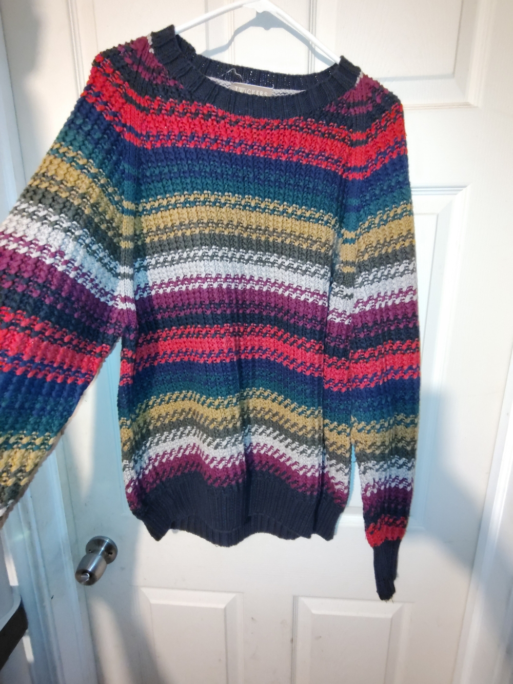 Striped Multicolor Crewneck Sweater - Women's Knit Pullover